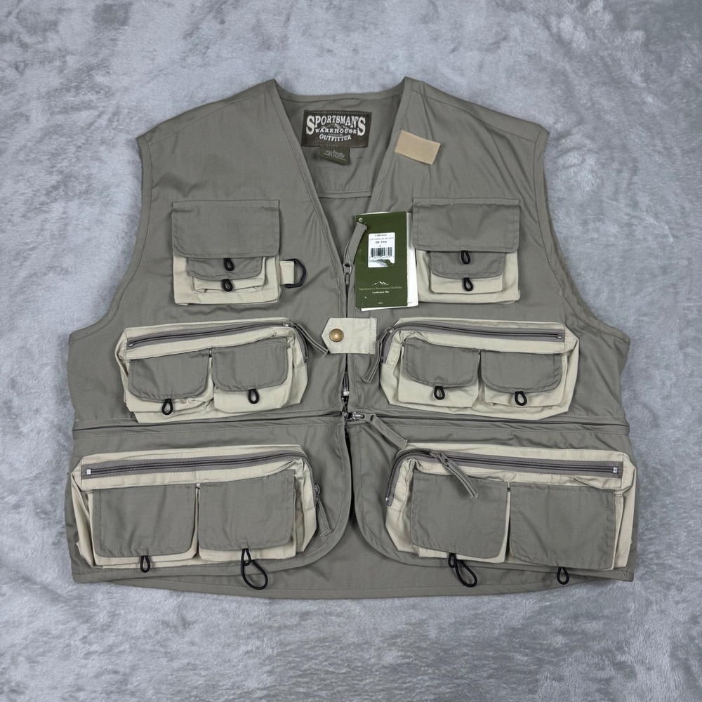 Sportsman's Warehouse Lost River Zip Off Fishing Vest Men's L 22 Pocket Tan NWT